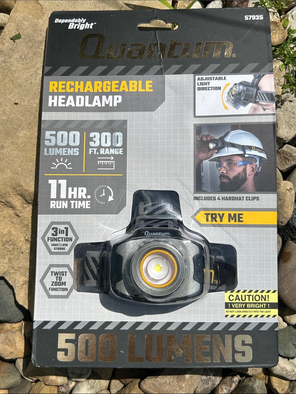 Harbor Freight Tools Quantum 500 Lumen Rechargeable Headlamp (Item 57935) NEW
